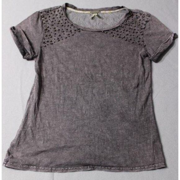 Gimmicks By BKE Stud Embellishment Lace Back Distressed Gray T Shirt  Size M - Picture 1 of 8